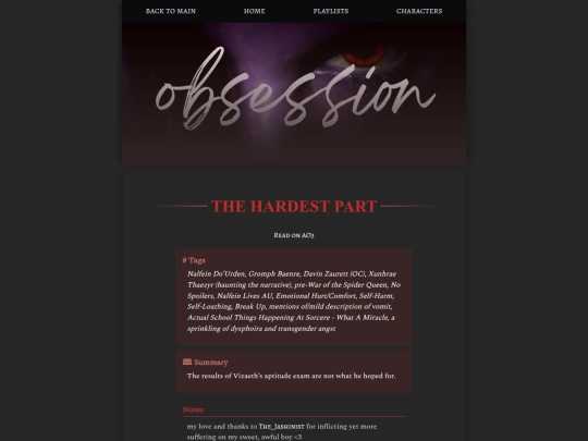 obsession/the-hardest-part screenshot
