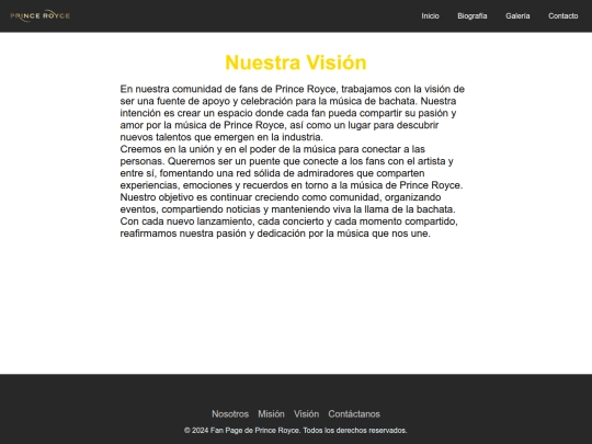 06 - Prince Royce Fan Page/v1.0/HTML/vision screenshot