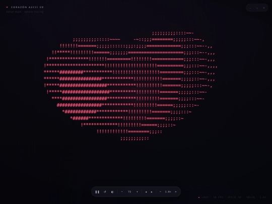 corazon-ascii-3d screenshot