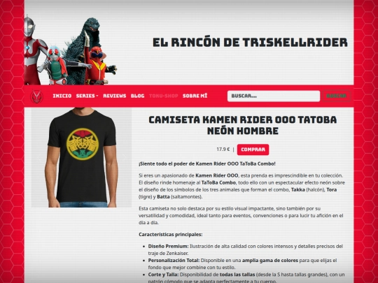 toku-shop/camiseta-kamen-rider-ooo-tatoba-neon-hombre screenshot
