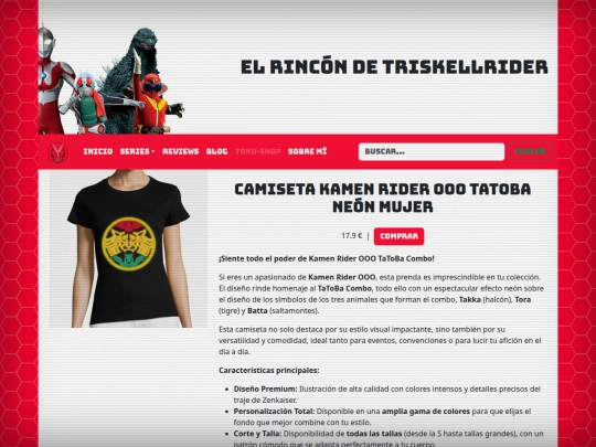 toku-shop/camiseta-kamen-rider-ooo-tatoba-neon-mujer screenshot