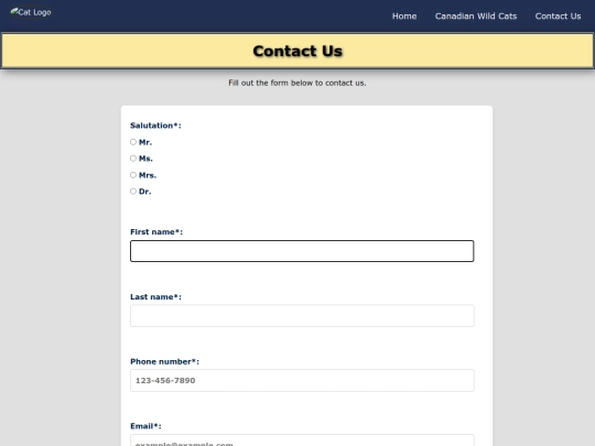 pages/contact screenshot