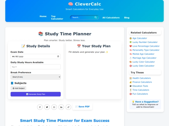 study-hour-calculator screenshot