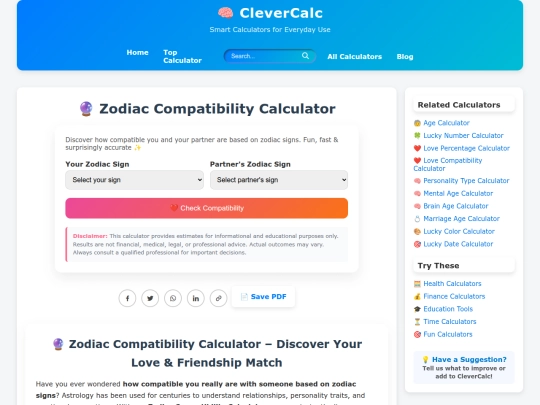 zodiac-calculator screenshot