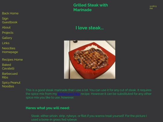 recipes/steak screenshot