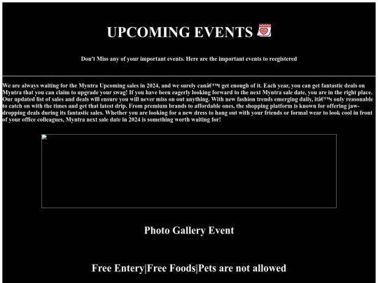 event/Shopping website screenshot