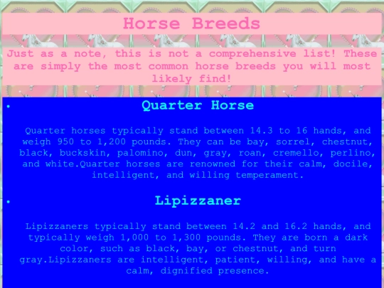 lessons/horsebreeds screenshot
