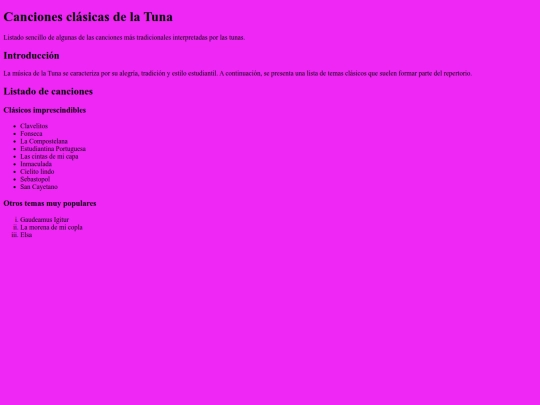 PÁGINAS/canciones screenshot
