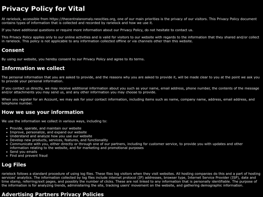 vital/policy screenshot
