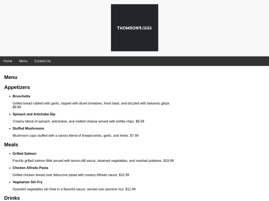 Menu screenshot