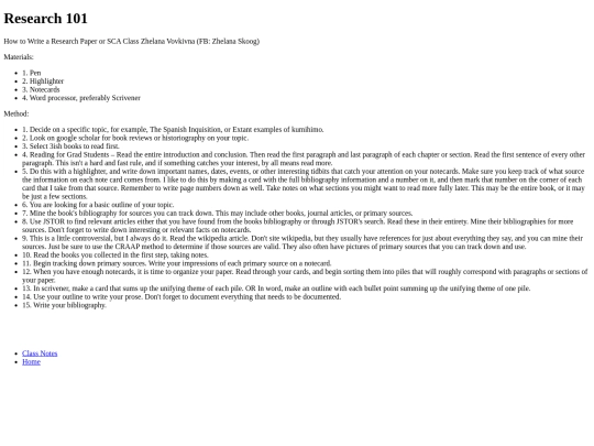 classnotes/research101 screenshot