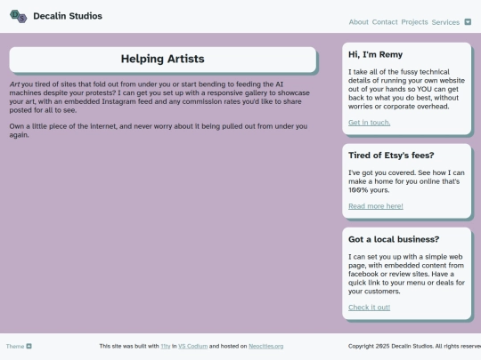 services/artists screenshot