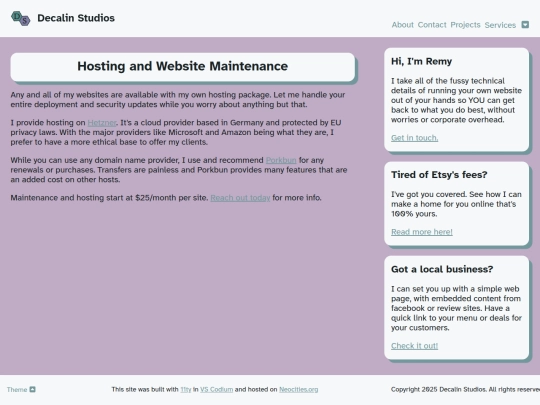 services/hosting screenshot