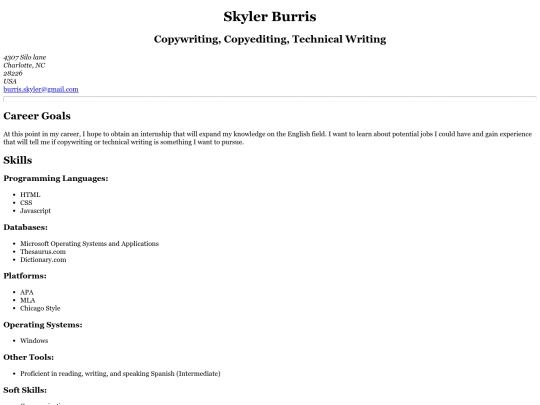resume screenshot