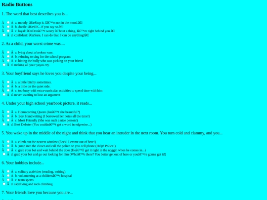 Quiz screenshot