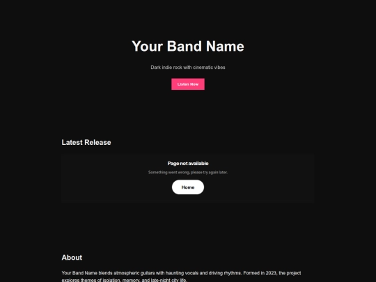 web/bandonepagetemplate screenshot