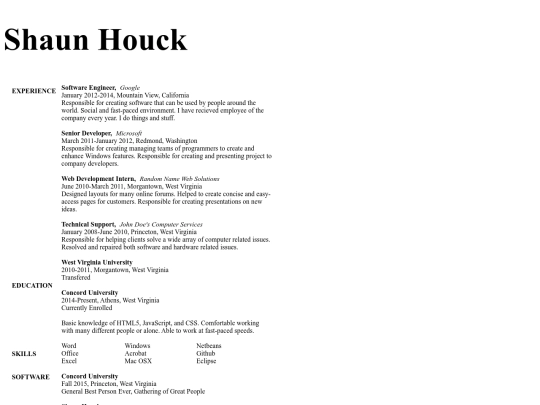 resume screenshot