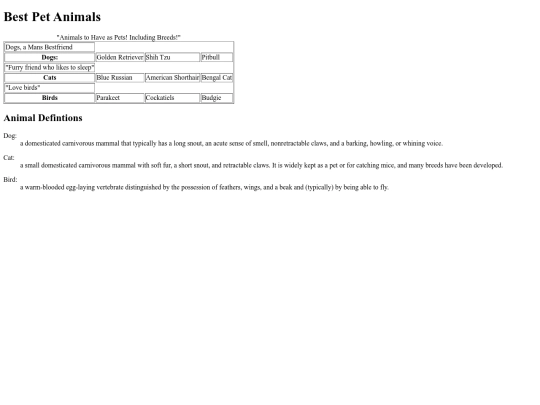 Building Tables Assignment/Table screenshot