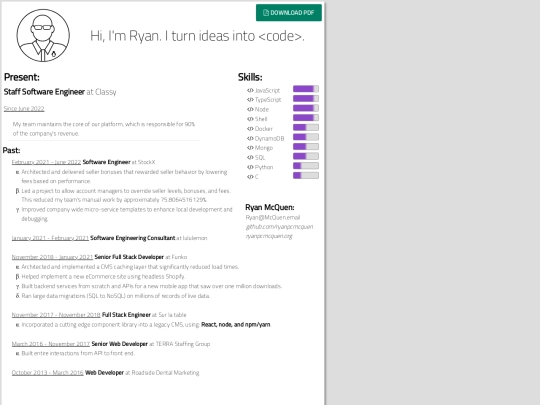 resume screenshot