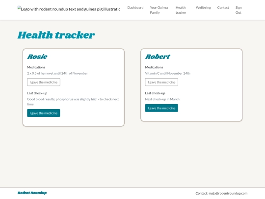 health-tracker screenshot