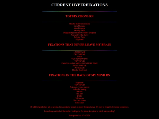 hyperfixations screenshot