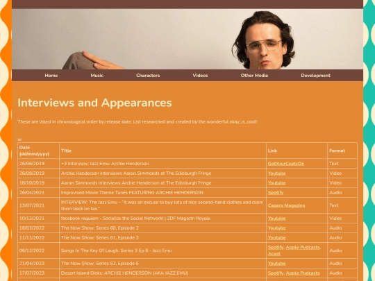 Other Media/Interviews screenshot