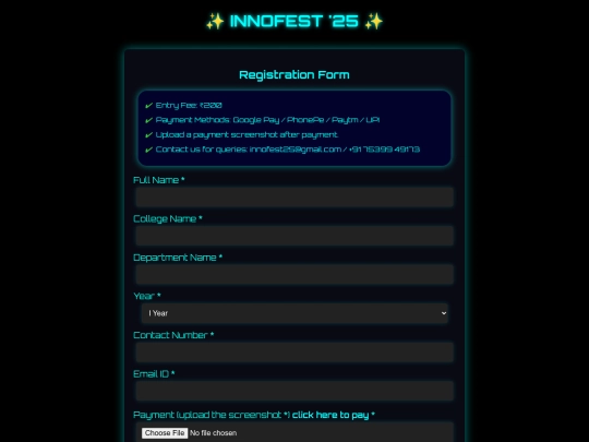 symposium/Registration screenshot