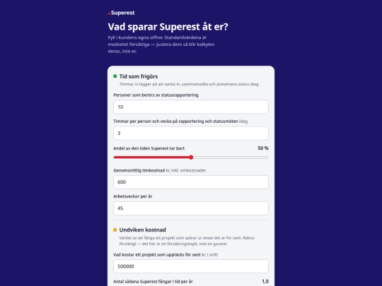 Superest-ROI-kalkyl screenshot