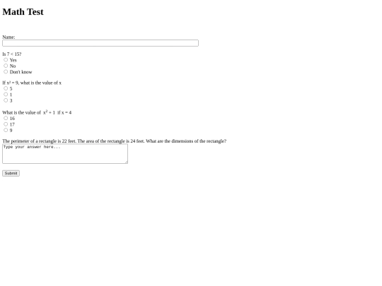 2.14/MathTest screenshot