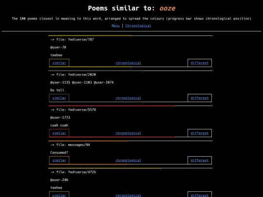 similar-different/wordcloud/ooze screenshot