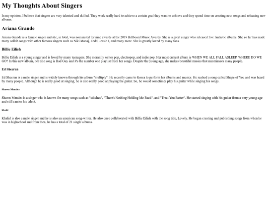 singers screenshot