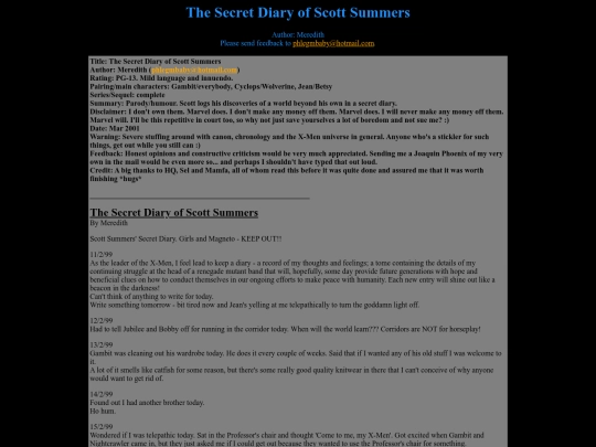 fanfiction/meredith-secretdiary screenshot
