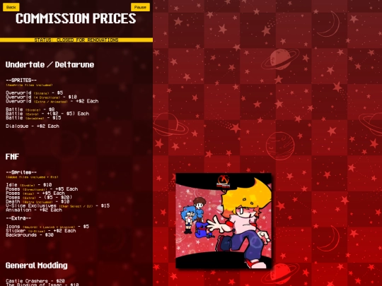 Commissions screenshot
