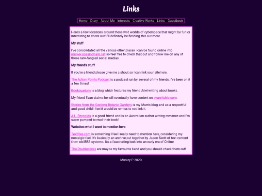 oldsite/links screenshot