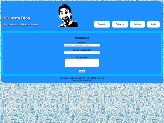 blog/contact screenshot