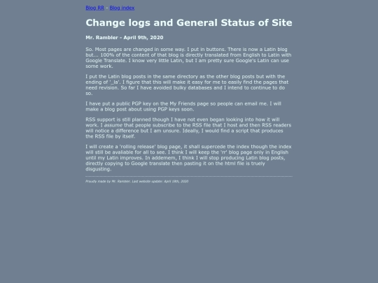 blog/change-logs-and-general-status-of-site screenshot