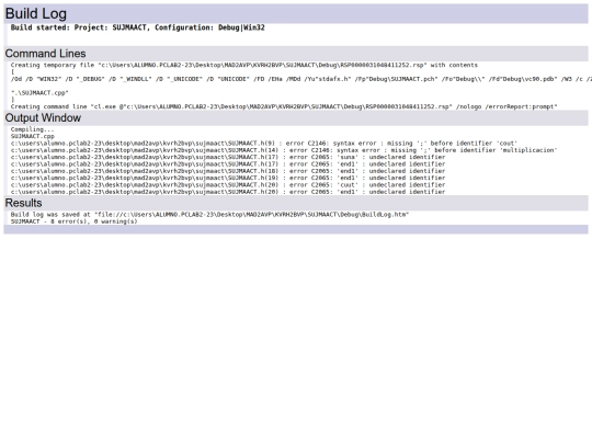 MAD2AVP/KVRH2BVP/SUJMAACT/Debug/BuildLog screenshot