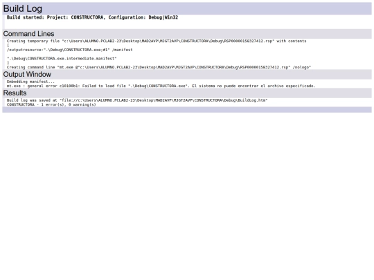 MAD2AVP/MJGT2AVP/CONSTRUCTORA/Debug/BuildLog screenshot
