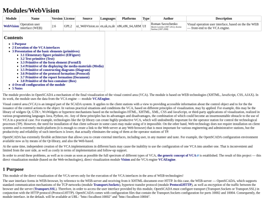 OpenSCADA/Modules/WebVision screenshot