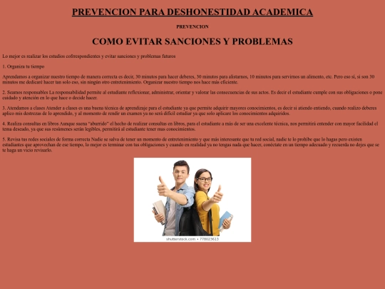 deshonestidad/EXAMEN DISEÑO/prevencion screenshot