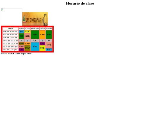 Horario screenshot