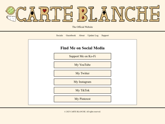 socials page screenshot