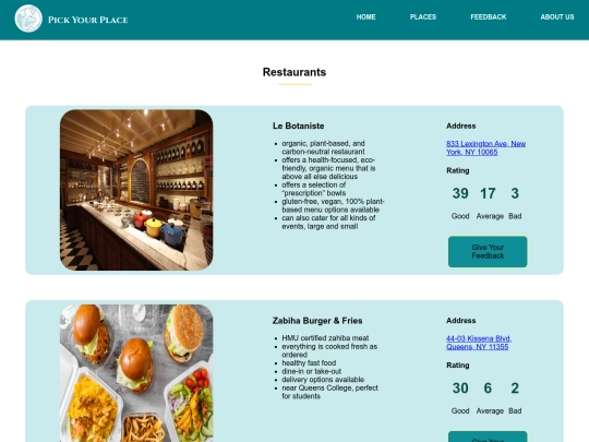 project/restaurant screenshot