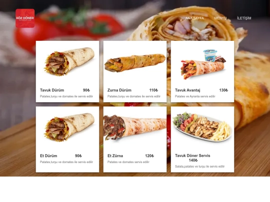 menu screenshot