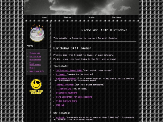 Birthday screenshot