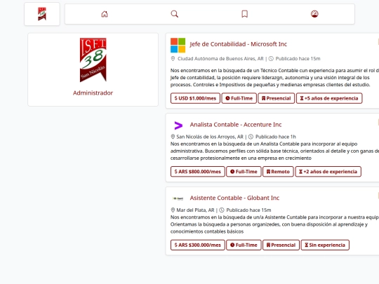 bolsa de trabajo/admin screenshot