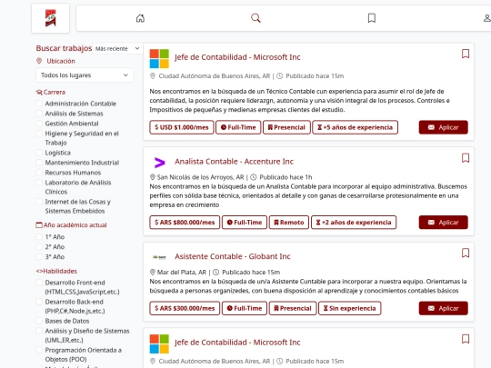 bolsa de trabajo/buscador screenshot