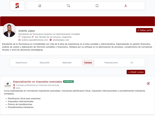 bolsa de trabajo/cursos screenshot