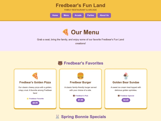 menu screenshot