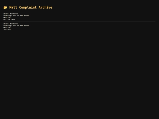 complaints-log screenshot